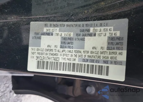 2017 Toyota Yaris Ia from USA, damaged, VIN 3MYDLBYV7HY174803